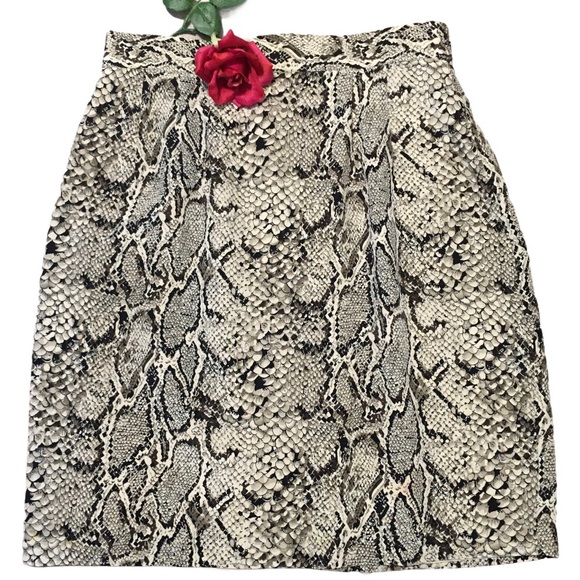 SILK Allison Taylor lined Pencil skirt SNAKE print Sz Lg  Black & Tan Li… - Picture 1 of 8